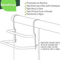 Porta Toalhas Duplo Para Box Alto Brilho