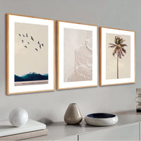 Quadro Decorativo Kit 3 Peças Moldura Praia e Mar
