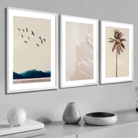 Quadro Decorativo Kit 3 Peças Moldura Praia e Mar