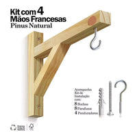 Kit 4 Mão Francesa Para Pendurar Vaso De Planta Na Parede