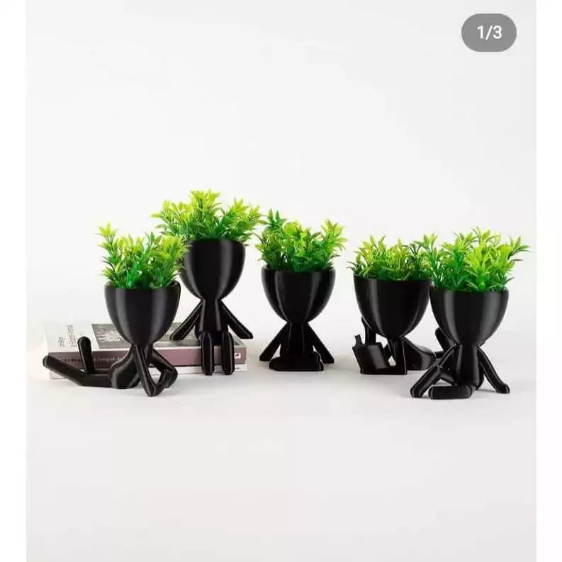 Kit 3 Mini Vasinhos com FLOR Artificial Bob Robert para Decoração 6 cm