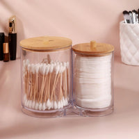 Porta Cotonete em Acrílico e Tampa de Madeira