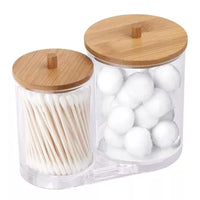 Porta Cotonete em Acrílico e Tampa de Madeira