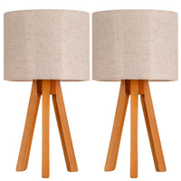 Kit 2 Abajur De Madeira Rustico Tripe