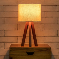 Kit 2 Abajur De Madeira Rustico Tripe