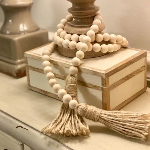 Colar Decorativo para Mesa e Sala de Estar em Contas de Madeira