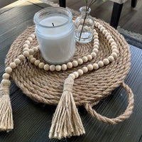 Colar Decorativo para Mesa e Sala de Estar em Contas de Madeira