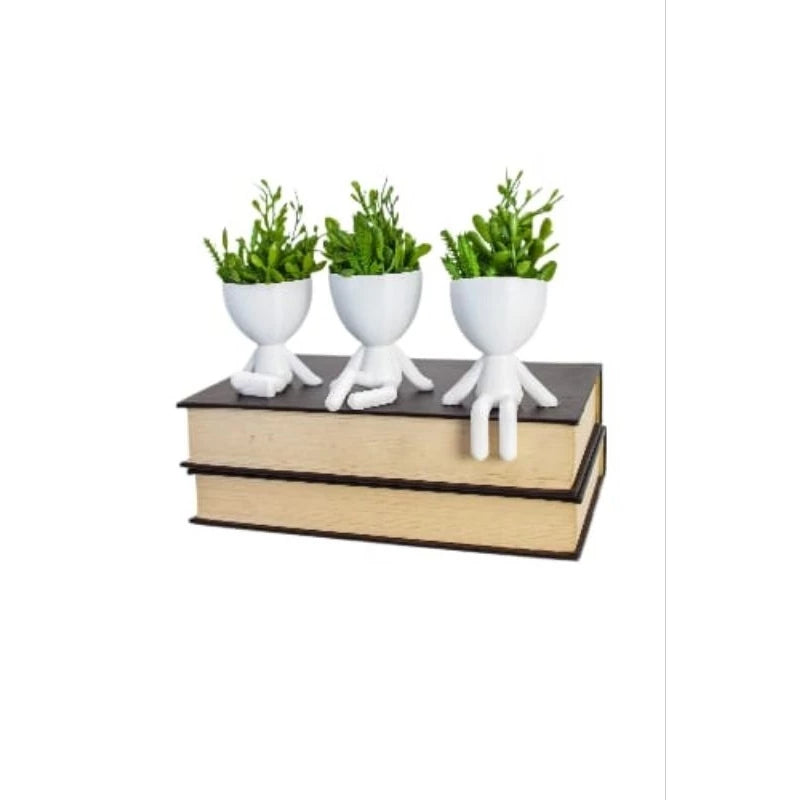 Kit 3 Mini Vasinhos com FLOR Artificial Bob Robert para Decoração 6 cm