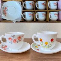 Jogo de Xícaras e Pires Decoradas 12 Peças