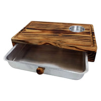 20% OFF - Tábua para Churrasco Prime Grill em Madeira com Bandeja e Porta Molhos