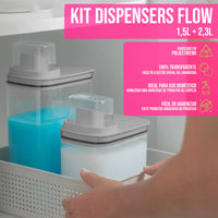 Conjunto 2 Dispenser 1.5L + 2.3L Transparentes para Lavanderia