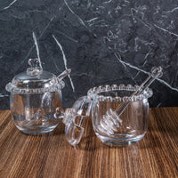 Kit Meleira e Açucareiro Lyor em Vidro com Colher