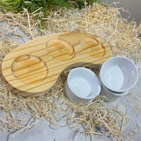 Conjunto de Tábua com 3 Ramequins em Porcelana