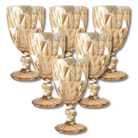 Jogo com 6 Taças de Vidro 330 ml Dourada