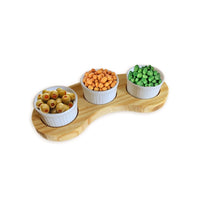 Conjunto de Tábua com 3 Ramequins em Porcelana