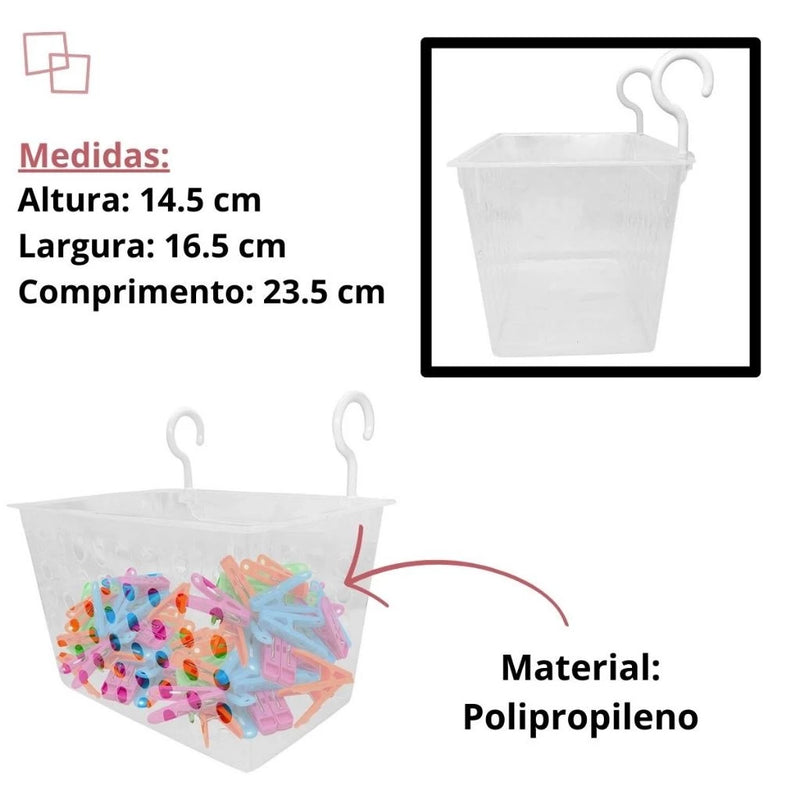Cesta Porta Pregador com Gancho para Pendurar