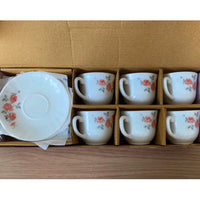 Jogo de Xícaras e Pires Decoradas 12 Peças