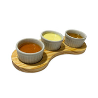 Conjunto de Tábua com 3 Ramequins em Porcelana