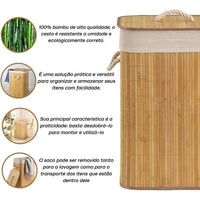 Cesto de Bambu Dobrável e Organizador Grande - 60cm