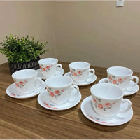 Jogo de Xícaras e Pires Decoradas 12 Peças